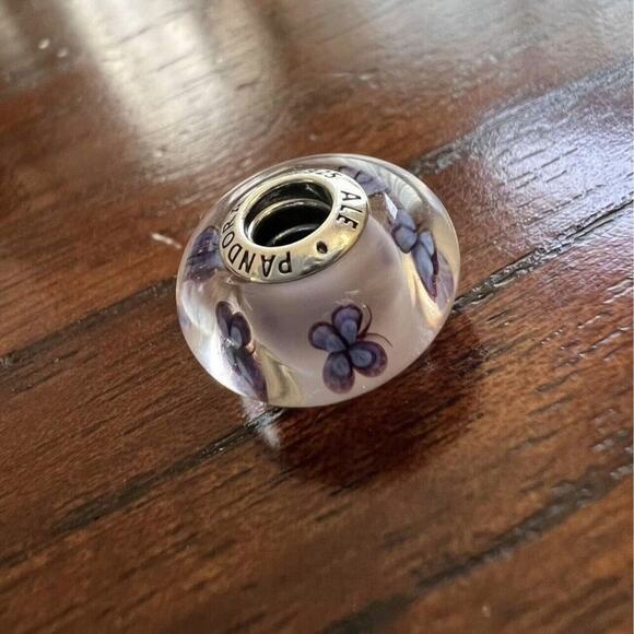 Authentic Pandora Butterfly Murano Glass Charm Jewelry 925 ALE Silver - Picture 2 of 2